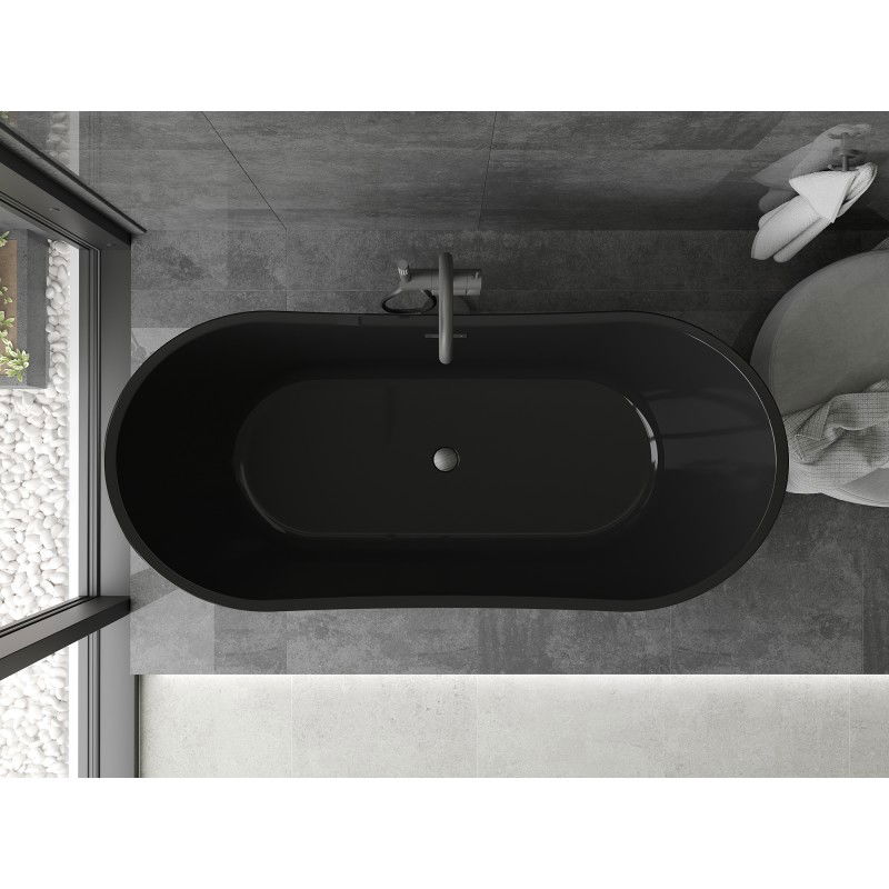 Mexen Montana vasca da bagno indipendente 170 x 80 cm, nera, troppo pieno gun gray spazzolato - 52011708070-66