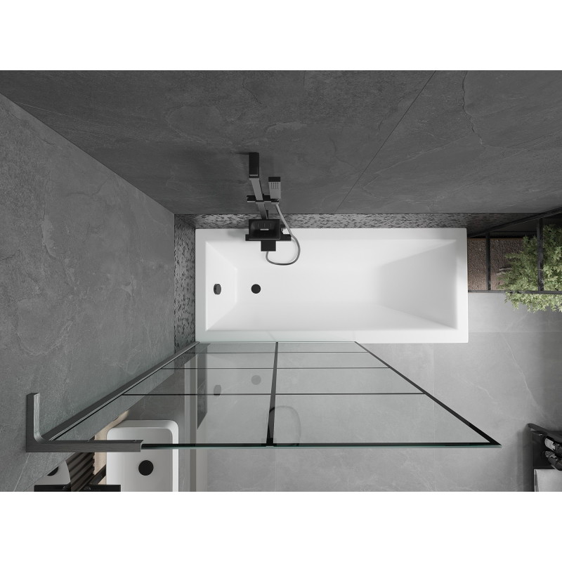 Mexen Next L vanniseinine 1-lehega 100 x 150 cm, must ruudustik, gun gray harjatud - 895-100-000-03-77-66