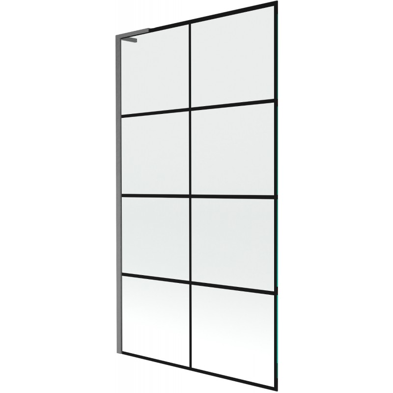 Mexen Next L badwand scherm 1-deurs 100 x 150 cm, zwart rooster, geborsteld geweergrijs - 895-100-000-03-77-66