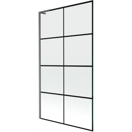 Mexen Next L 1-wing bath screen 100 x 150 cm, black grid, brushed gun gray - 895-100-000-03-77-66