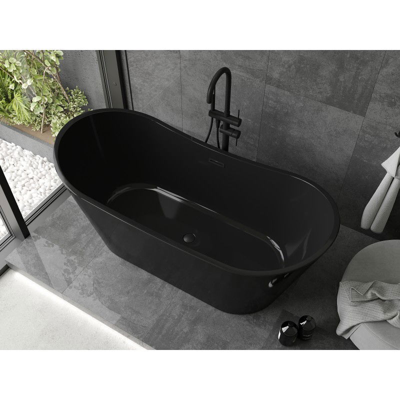 Mexen Montana vasca da bagno freestanding 170 x 80 cm, nera, troppopieno nero - 52011708070-70