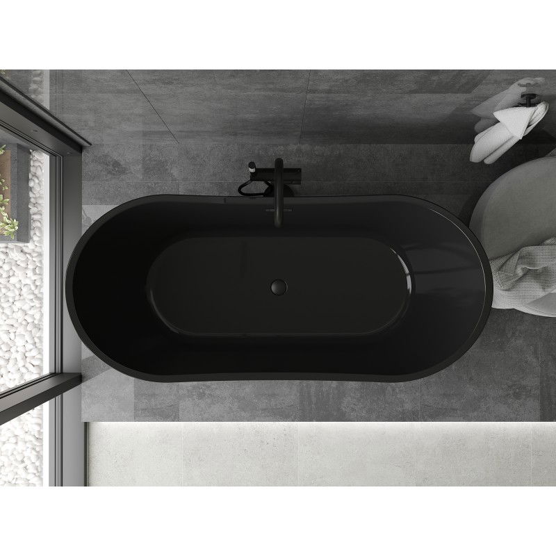 Mexen Montana 170 x 80 cm Freestanding Bath, Black, Black Overflow - 52011708070-70