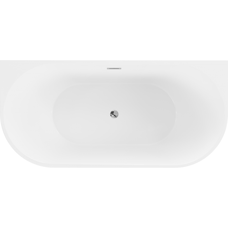 Mexen Oval wanna wolnostojąca przyścienna 180 x 80 cm, biała/czarna, przelew chrom - 52671808075-01