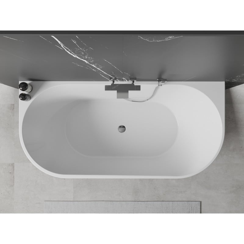 Mexen Oval wanna wolnostojąca przyścienna 180 x 80 cm, biała/czarna, przelew chrom - 52671808075-01