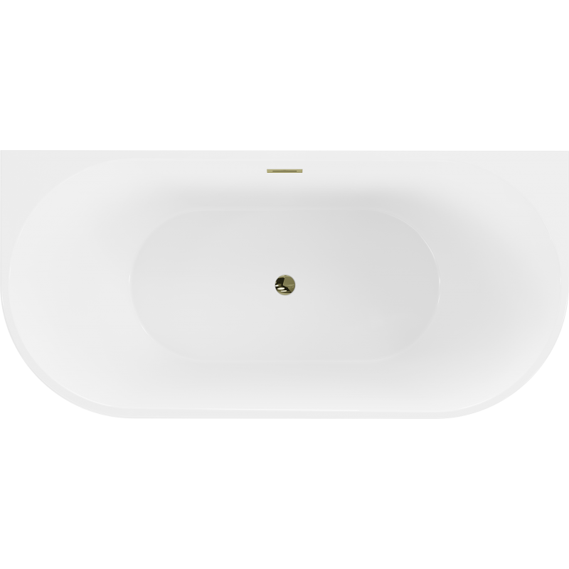Mexen Oval wanna wolnostojąca przyścienna 180 x 80 cm, biała/czarna, przelew złoty - 52671808075-50