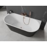Mexen Oval wanna wolnostojąca przyścienna 180 x 80 cm, biała/czarna, przelew miedź szczotkowana - 52671808075-65