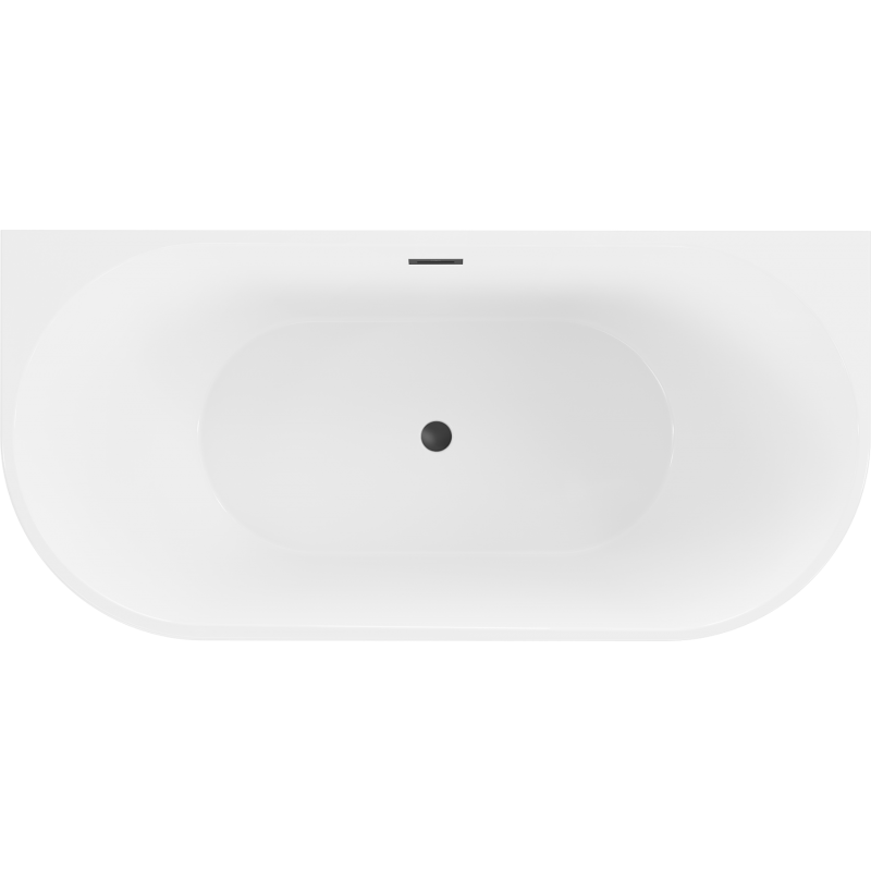 Mexen Oval fristående badkar mot väggen 180 x 80 cm, vit/svart, svart överflöde - 52671808075-70