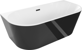 Mexen Oval samostojeća kada uz zid 180 x 80 cm, bijela/crna, crni preljev - 52671808075-70