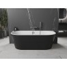 Mexen Oval wanna wolnostojąca przyścienna 180 x 80 cm, biała/czarna, przelew gun gray szczotkowany - 52671808075-66