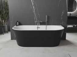 Mexen Oval samostojeća kada uz zid 180 x 80 cm, bijela/crna, preljev gun gray brušeni - 52671808075-66