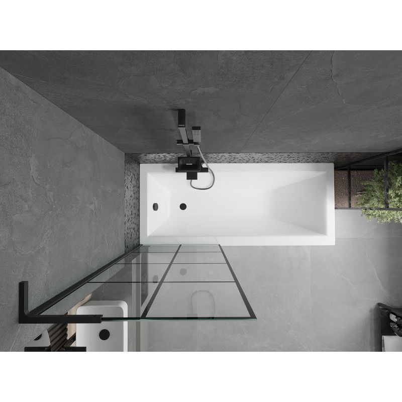 Mexen Next L vannas istabas starpsiena ar vienu paneli 70 x 150 cm, melns režģis, melns - 895-070-000-03-77-70