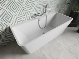 Mexen Volta banheira independente encostada 150 x 75 cm, branca, transbordo cromado - 51131507500-01