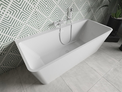 Mexen Volta freistehende Badewanne Wandmontage 150 x 75 cm, weiß, Überlauf weiß - 51131507500-20