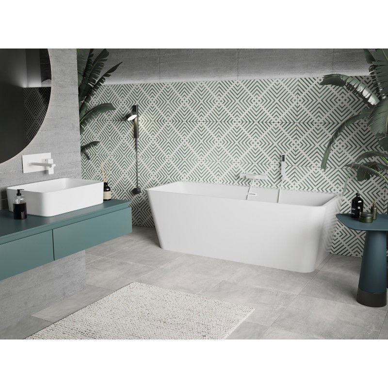 Mexen Volta freestanding wall-mounted bathtub 150 x 75 cm, white, white overflow - 51131507500-20