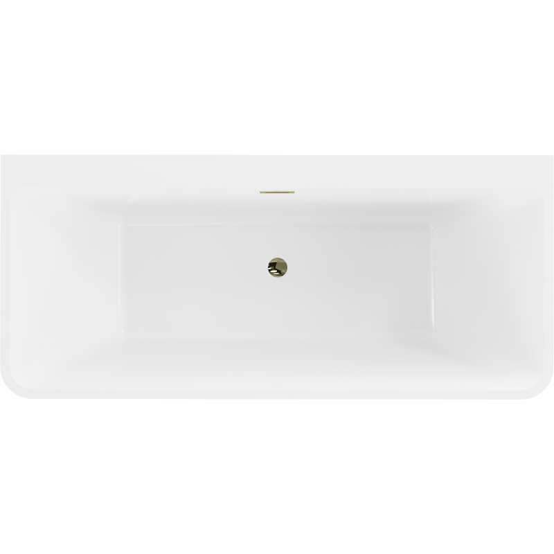 Mexen Volta bañera exenta adosada 150 x 75 cm, blanca, rebosadero dorado - 51131507500-50