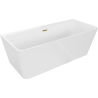 Mexen Volta bañera exenta adosada 150 x 75 cm, blanca, rebosadero dorado - 51131507500-50