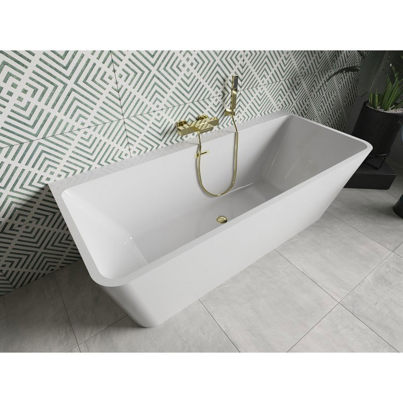Mexen Volta freestanding wall-mounted bath 170 x 75 cm, white, gold overflow - 51131707500-50