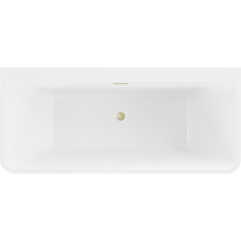 Mexen Volta bañera exenta adosada 170 x 75 cm, blanca, rebosadero dorado cepillado - 51131707500-55