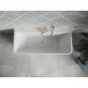 Mexen Volta freistehende Wandbadewanne 150 x 75 cm, weiß, mit gebürstetem Goldüberlauf - 51131507500-55