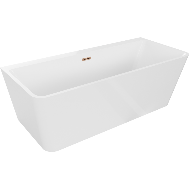 Mexen Volta freestanding wall-adjacent bath 150 x 75 cm, white, rose gold overflow - 51131507500-60
