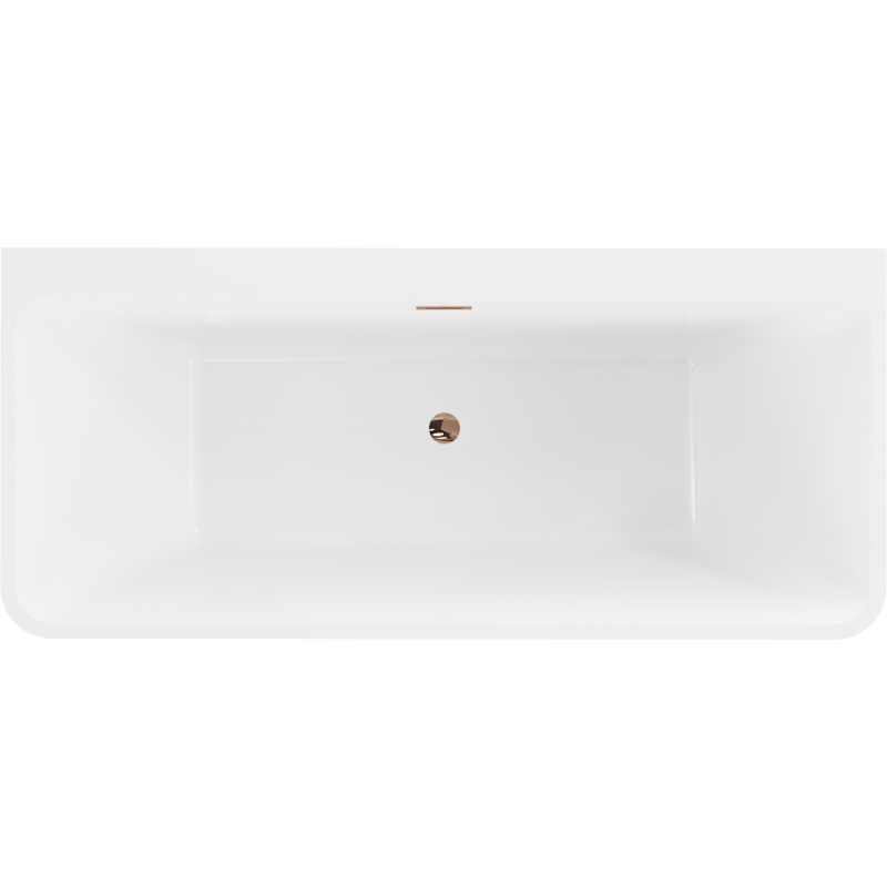 Mexen Volta bañera exenta adosada 170 x 75 cm, blanca, rebosadero oro rosa - 51131707500-60