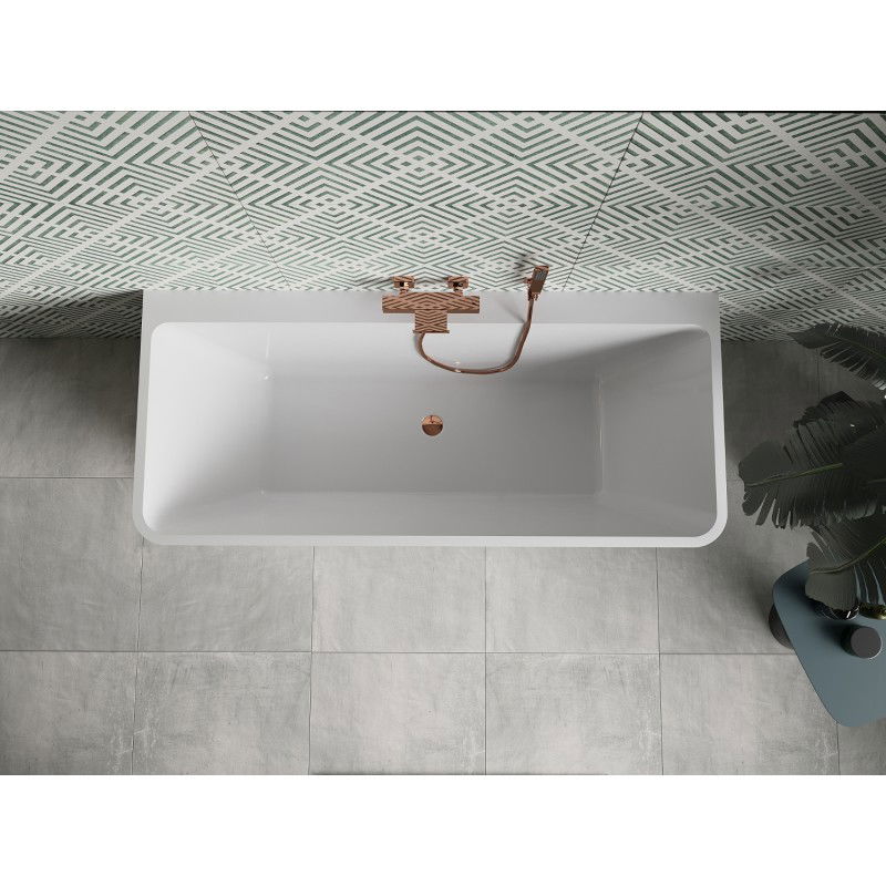 Mexen Volta baignoire autoportante murale 170 x 75 cm, blanche, trop-plein or rose - 51131707500-60