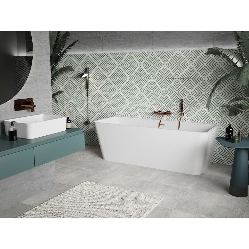 Mexen Volta Fräi stoend Badewanne un der Mauer 170 x 75 cm, wäiss, Iwwerfloss gebastelte Koffer - 51131707500-65
