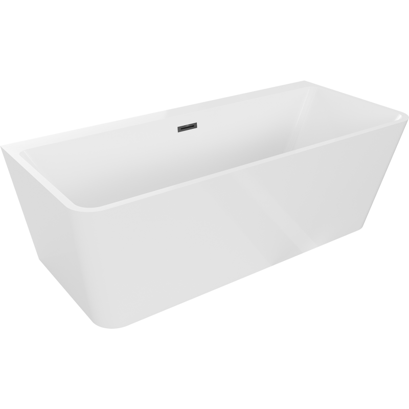 Mexen Volta bañera exenta adosada 170 x 75 cm, blanca, rebosadero negro - 51131707500-70