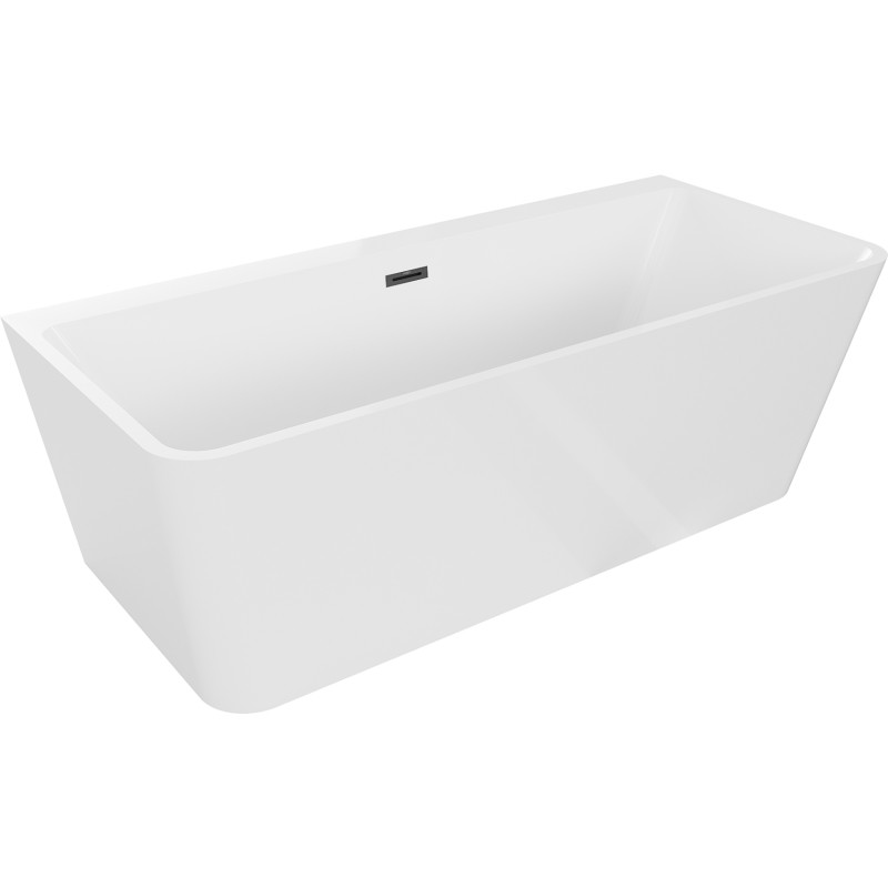 Mexen Volta free-standing back-to-wall bath 170 x 75 cm, white, black overflow - 51131707500-70