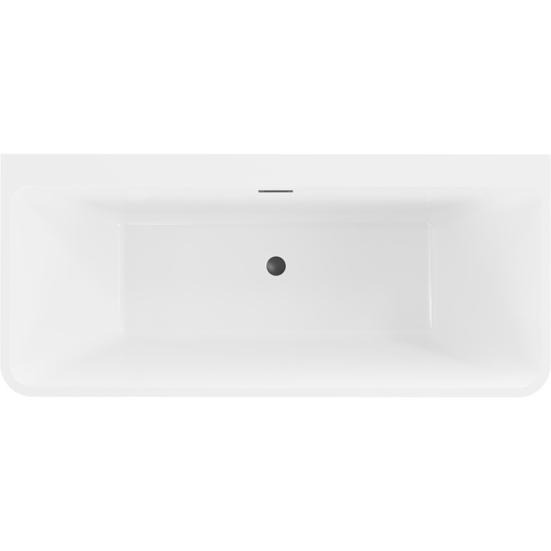 Mexen Volta free-standing back-to-wall bath 170 x 75 cm, white, black overflow - 51131707500-70
