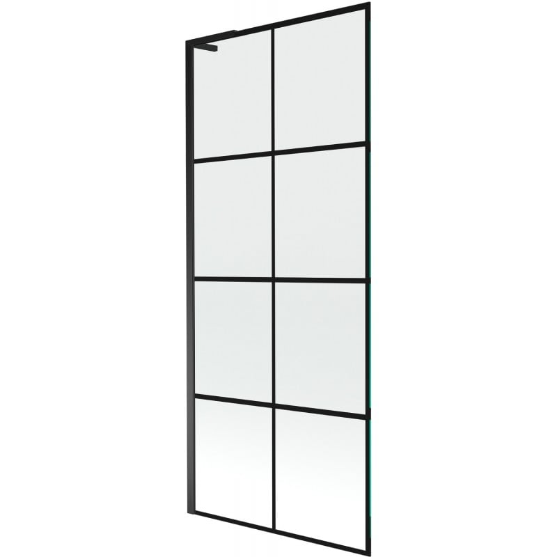 Mexen Next L paratia per vasca da bagno a 1 anta 80 x 150 cm, griglia nera, nero - 895-080-000-03-77-70