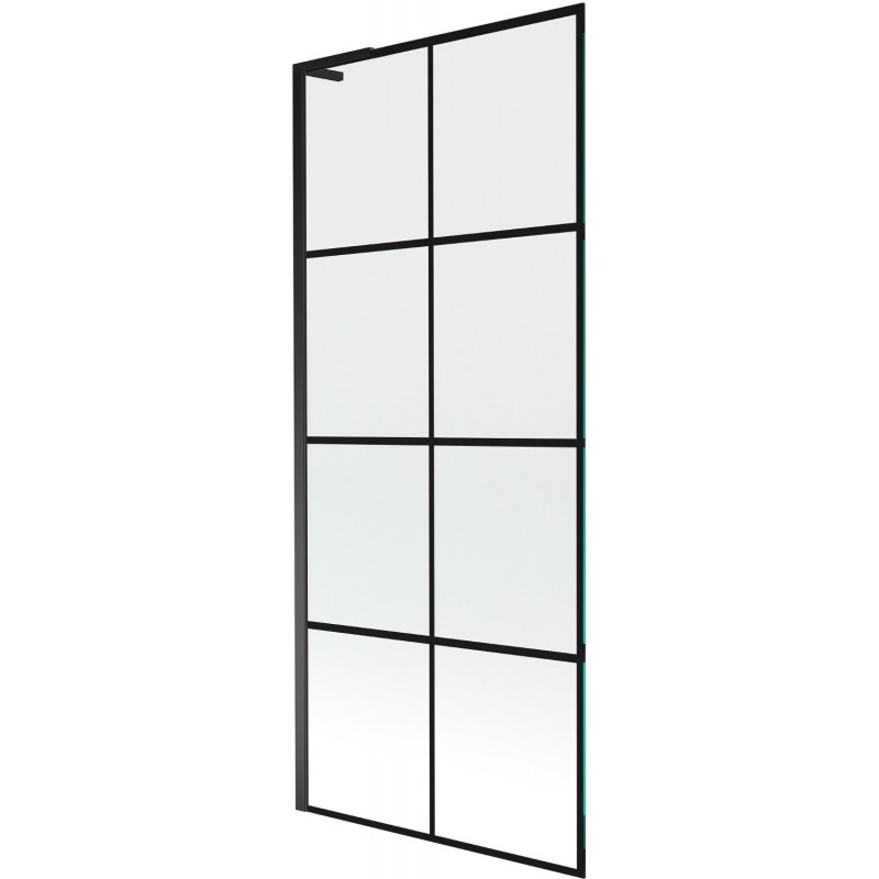 Mexen Next L parawan nawannowy 1-skrzydłowy 80 x 150 cm, czarna kratka, czarny - 895-080-000-03-77-70