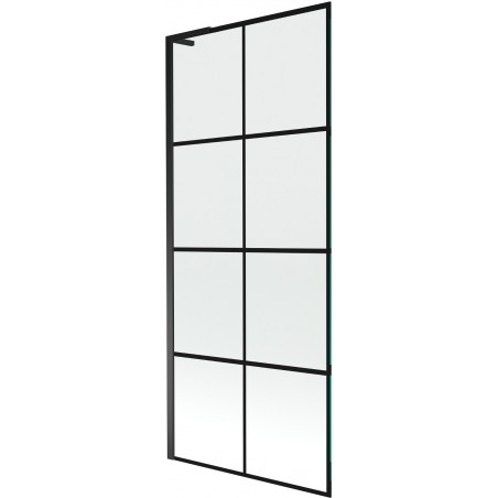 Mexen Next L paratia per vasca da bagno a 1 anta 80 x 150 cm, griglia nera, nero - 895-080-000-03-77-70