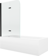 Mexen Vega rechthoekig bad met ombouw en 2-delige paravent 170 x 70 cm, transparant, zwart - 550117070X9010027000