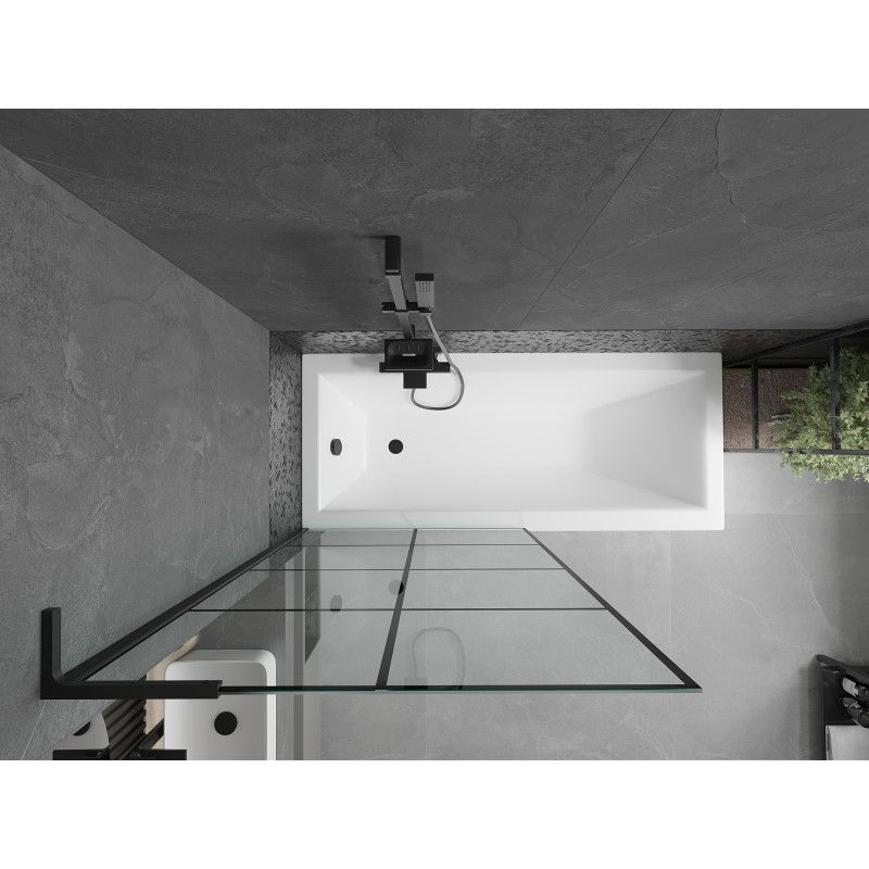 Mexen Next L Badewannenfaltwand 1-flügelig 90 x 150 cm, schwarzes Gitter, schwarz - 895-090-000-03-77-70