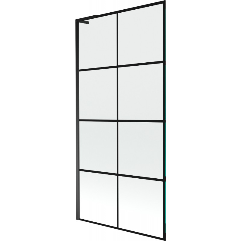 Mexen Next L parawan nawannowy 1-skrzydłowy 90 x 150 cm, czarna kratka, czarny - 895-090-000-03-77-70
