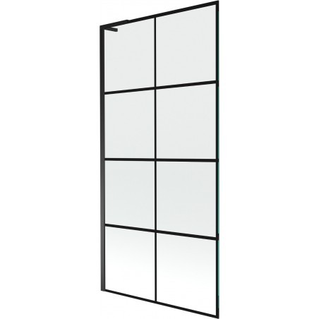 Mexen Next L parawan nawannowy 1-skrzydłowy 90 x 150 cm, czarna kratka, czarny - 895-090-000-03-77-70