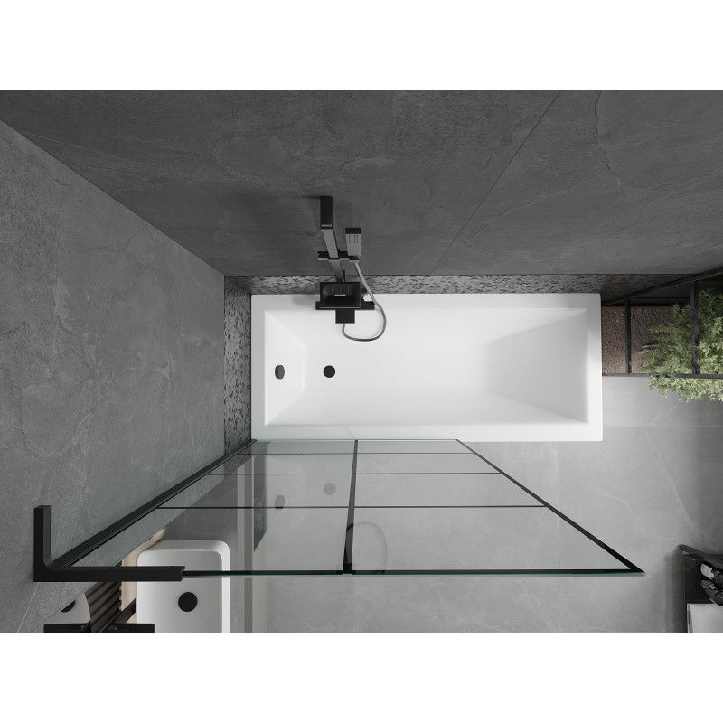 Mexen Next L bath screen 1-wing 100 x 150 cm, black grid, black - 895-100-000-03-77-70