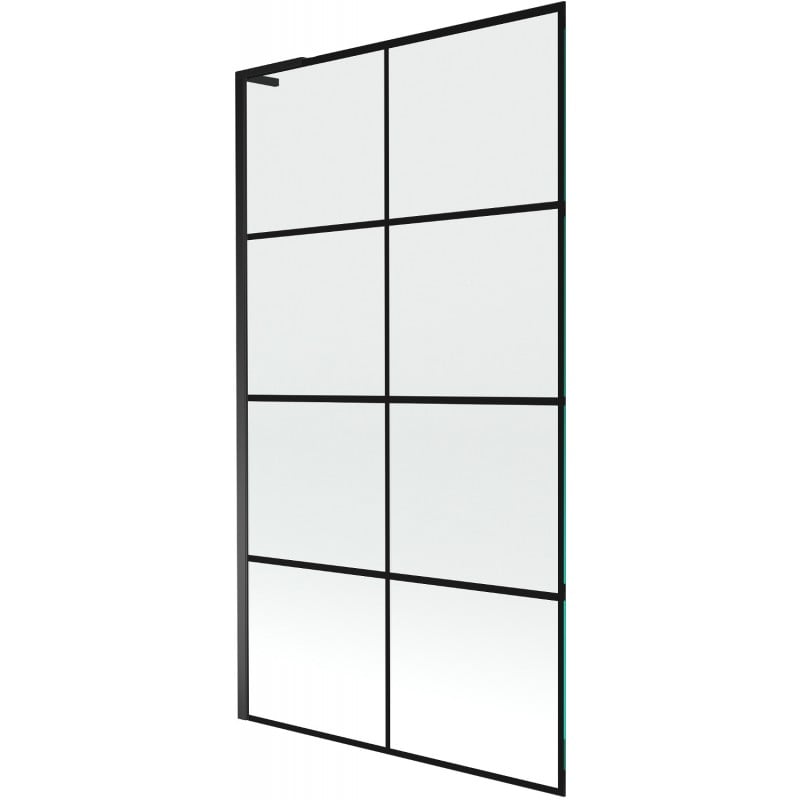 Mexen Next L resguardo de banho de 1 painel 100 x 150 cm, grade preta, preto - 895-100-000-03-77-70