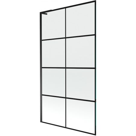 Mexen Next L resguardo de banho de 1 painel 100 x 150 cm, grade preta, preto - 895-100-000-03-77-70
