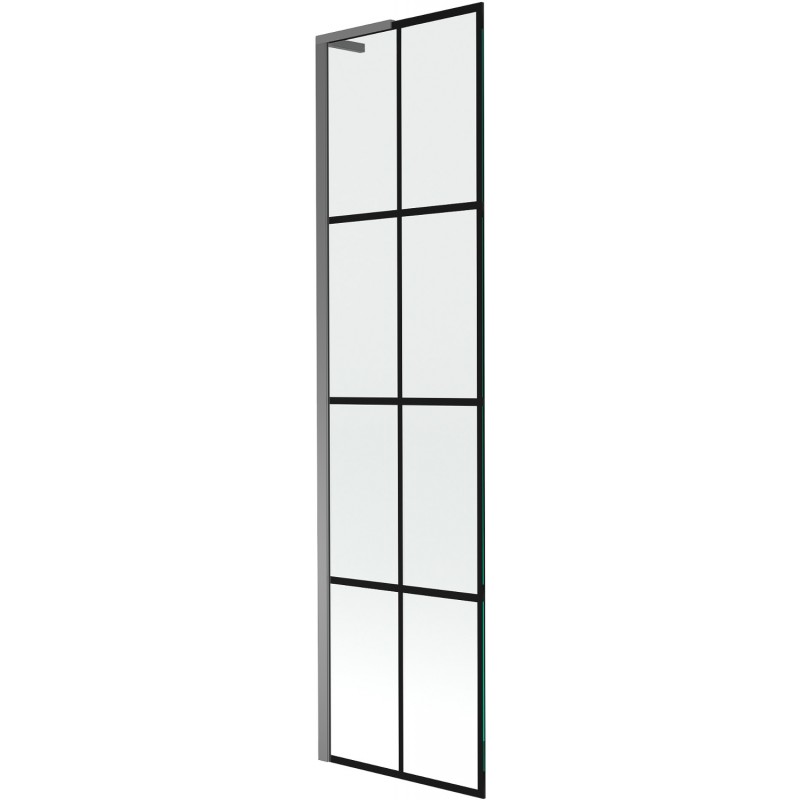 Mexen Next L parawan nawannowy 1-skrzydłowy 50 x 150 cm, czarna kratka, gun metal - 895-050-000-03-77-95