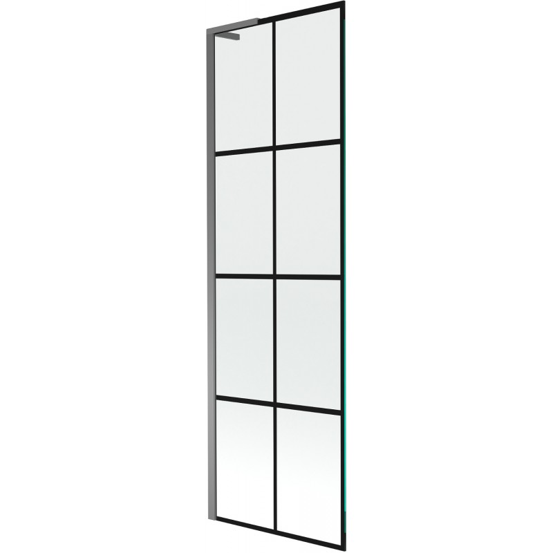 Mexen Next L parawan nawannowy 1-skrzydłowy 60 x 150 cm, czarna kratka, gun metal - 895-060-000-03-77-95
