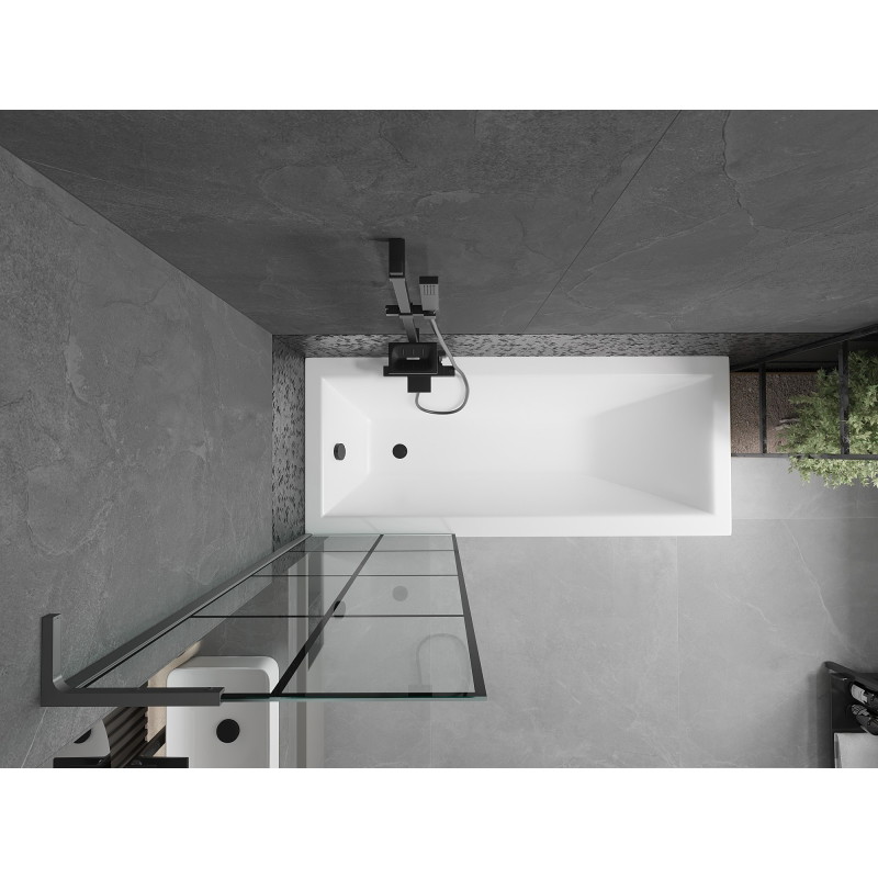 Mexen Next L üheklapiline vannisein 60 x 150 cm, must ruudustik, gun metal - 895-060-000-03-77-95