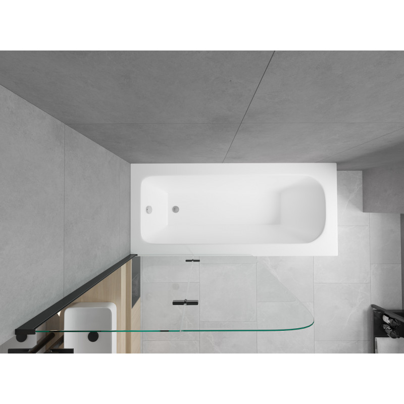 Mexen Vega bañera rectangular 170 x 70 cm con carenado y mampara de 2 alas 100 cm, transparente, negra - 550117070X9010027000