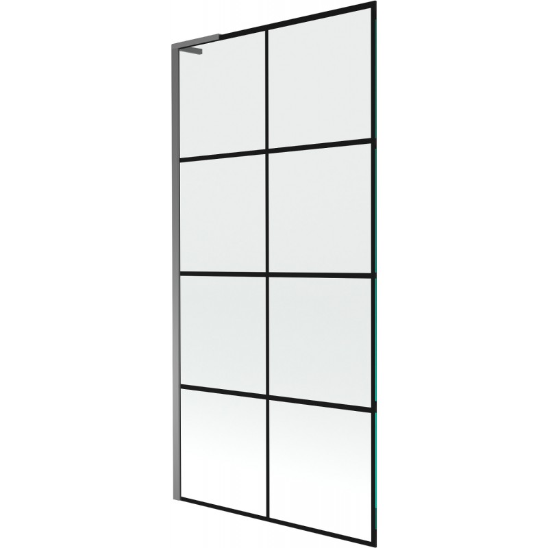 Mexen Next L parawan nawannowy 1-skrzydłowy 90 x 150 cm, czarna kratka, gun metal - 895-090-000-03-77-95