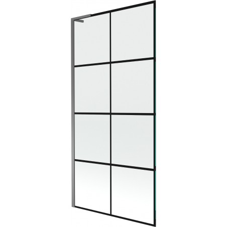 Mexen Next L Badewannenfaltwand 1-teilig 90 x 150 cm, schwarzes Karo, Gun Metal - 895-090-000-03-77-95