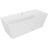 Mexen Volta freestanding wall-adjacent bathtub 150 x 75 cm, white, brushed nickel overflow - 51131507500-97