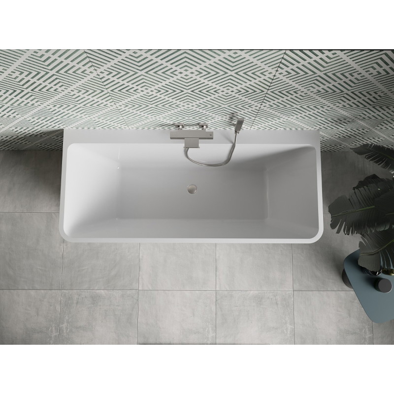 Mexen Volta vaba seisev seinavann 150 x 75 cm, valge, harjatud nikli ülevool - 51131507500-97
