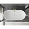 Mexen Montana freistehende Badewanne 180 x 80 cm, weiß, Überlauf mit gebürstetem Gold - 52011808000-55