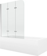 Mexen Vega pravokutna kada 170 x 70 cm s oblogom i 3-krilnim paravanom 120 cm, transparentna, krom - 550117070X9012030100